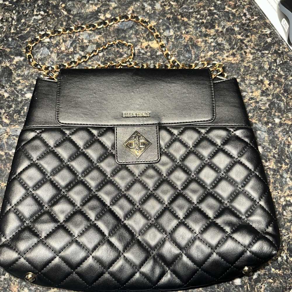 Ellen Tracy Black Handbag Classy Boho‎ Quilted Design MSRP $168